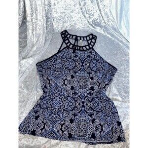 PerSeption Concept blue/white/black sleeveless top XL
